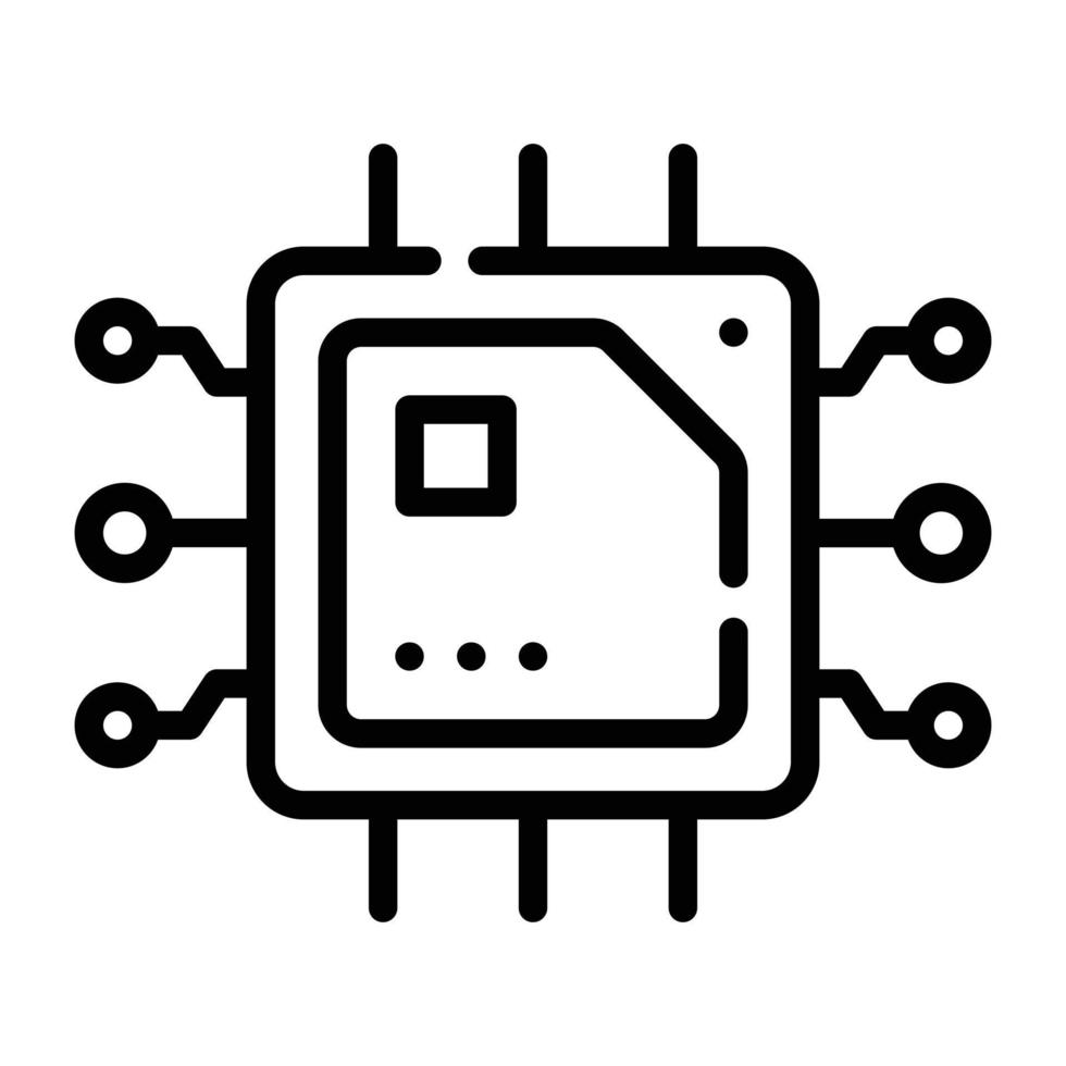 An outline icon design of microprocessor vector