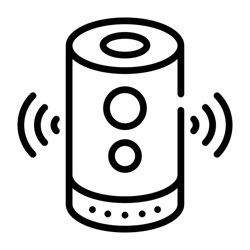 un icono de línea listo para usar de un altavoz inteligente vector