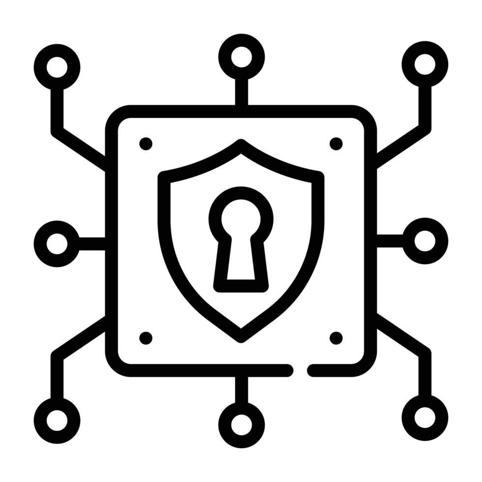 An outline icon design of microprocessor vector