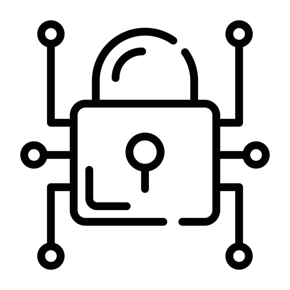 Network security icon in outline style vector