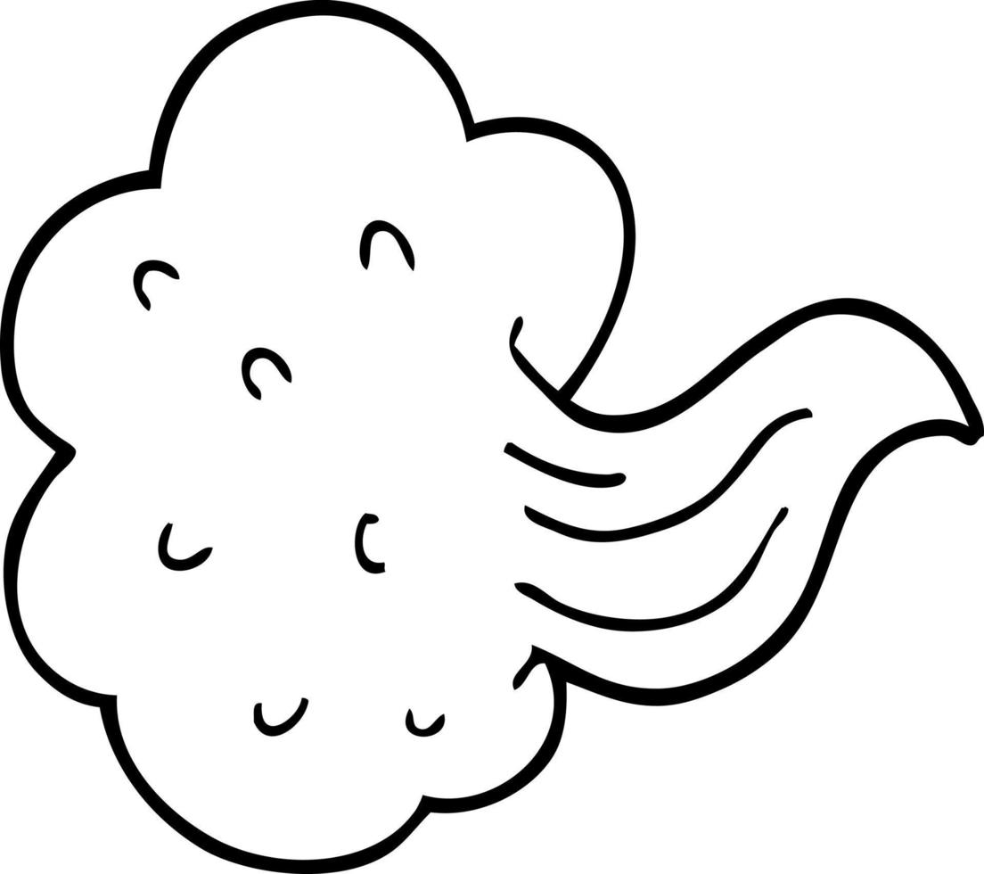 line drawing cartoon whooshing cloud vector