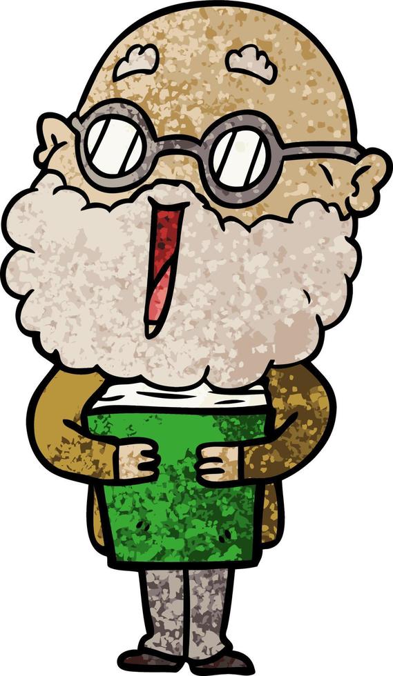 cartoon joyful man with beard and book vector