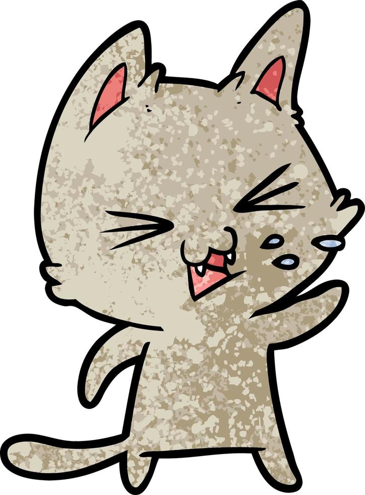 cartoon cat hissing vector