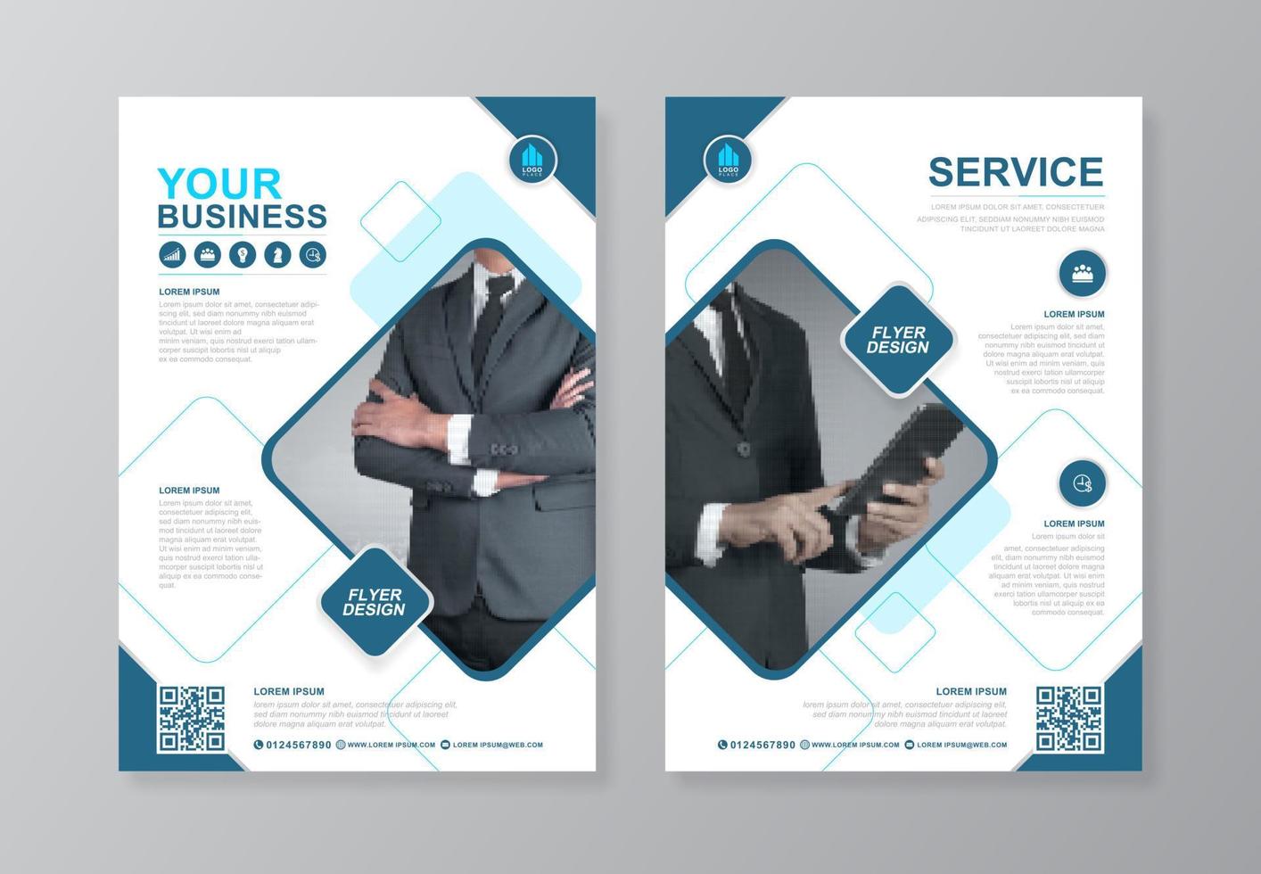 Corporate business cover, back page a4 template and flat icons for a report and brochure design, flyer, banner, leaflets decoration for printing and presentation vector illustration