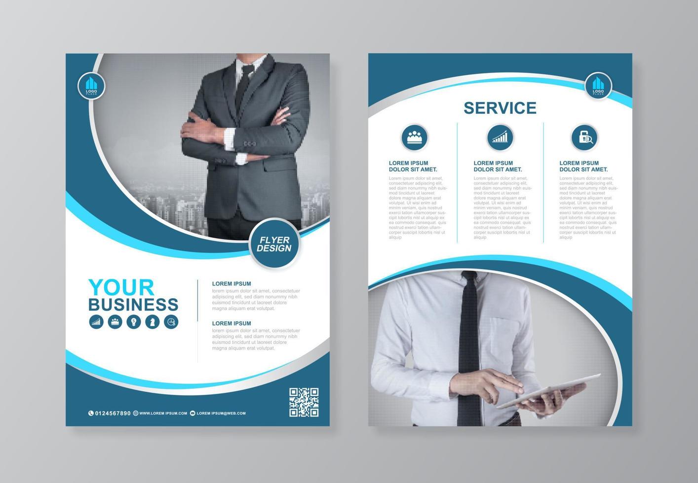 Corporate business cover, back page a4 template and flat icons for a report and brochure design, flyer, banner, leaflets decoration for printing and presentation vector illustration