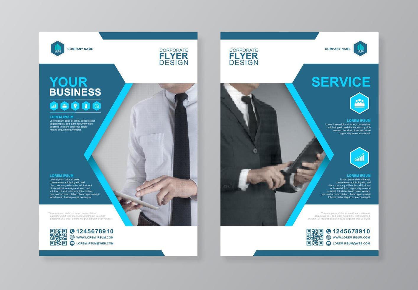 Corporate business cover, back page a4 template and flat icons for a report and brochure design, flyer, banner, leaflets decoration for printing and presentation vector illustration