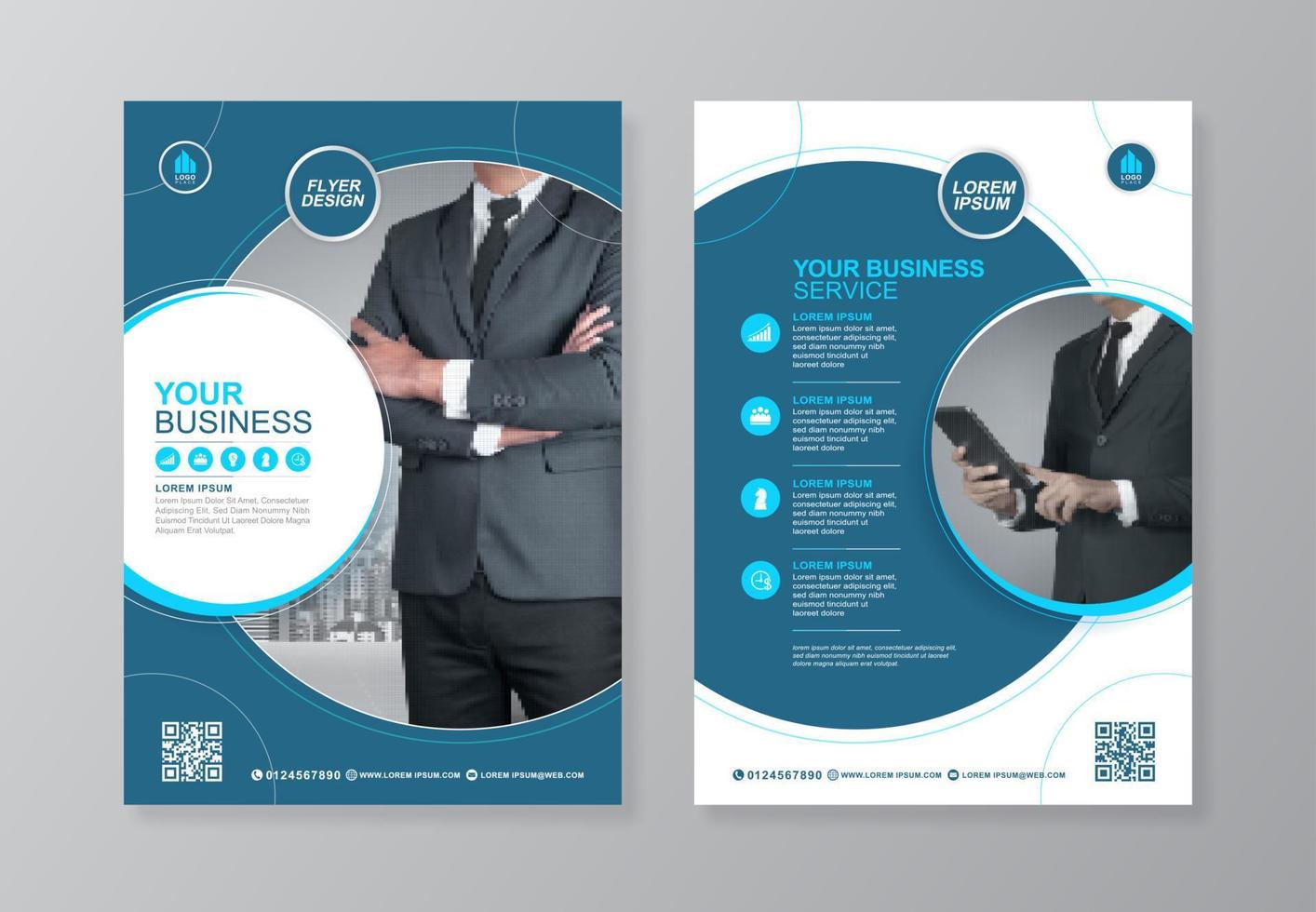 Corporate business cover, back page a4 template and flat icons for a report and brochure design, flyer, banner, leaflets decoration for printing and presentation vector illustration