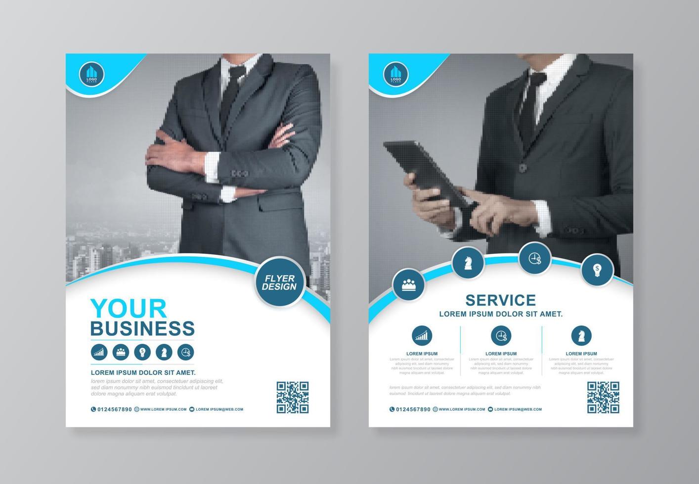 Corporate business cover, back page a4 template and flat icons for a report and brochure design, flyer, banner, leaflets decoration for printing and presentation vector illustration