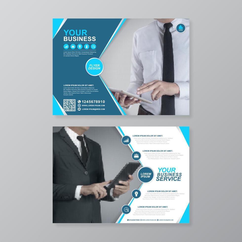 Corporate business cover, back page a4 template and flat icons for a report and brochure design, flyer, banner, leaflets decoration for printing and presentation vector illustration