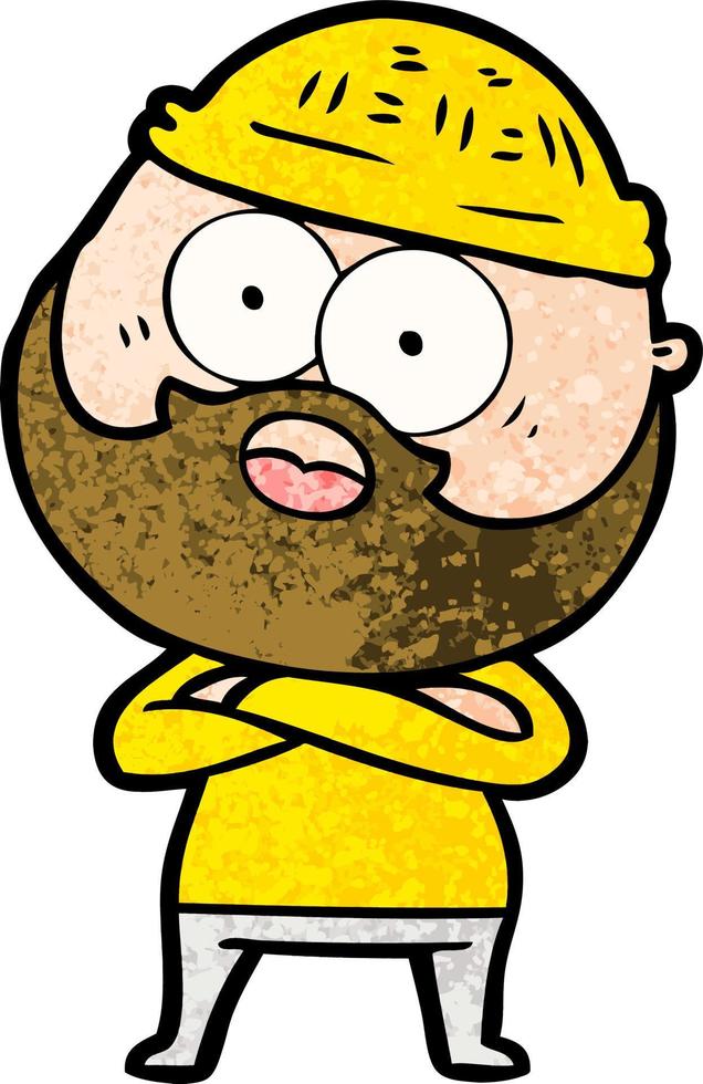 cartoon surprised bearded man vector