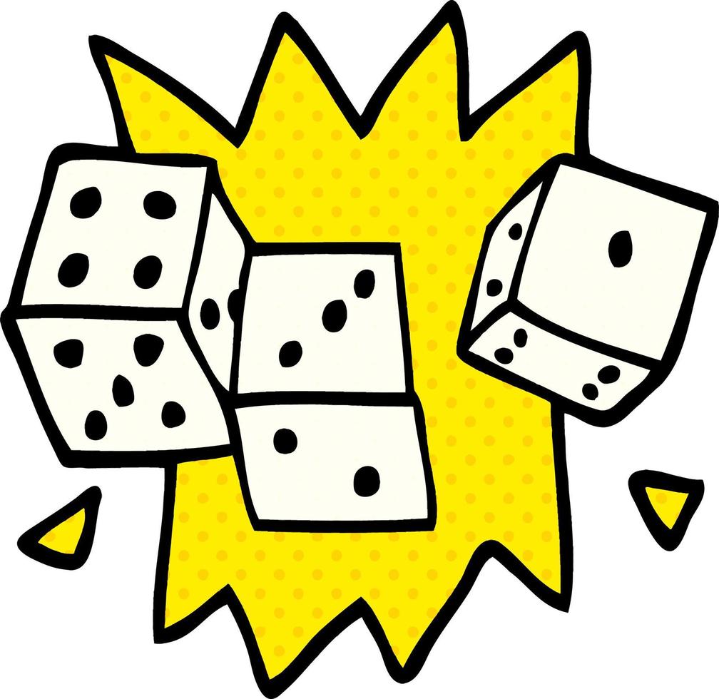 cartoon doodle lucky dice vector