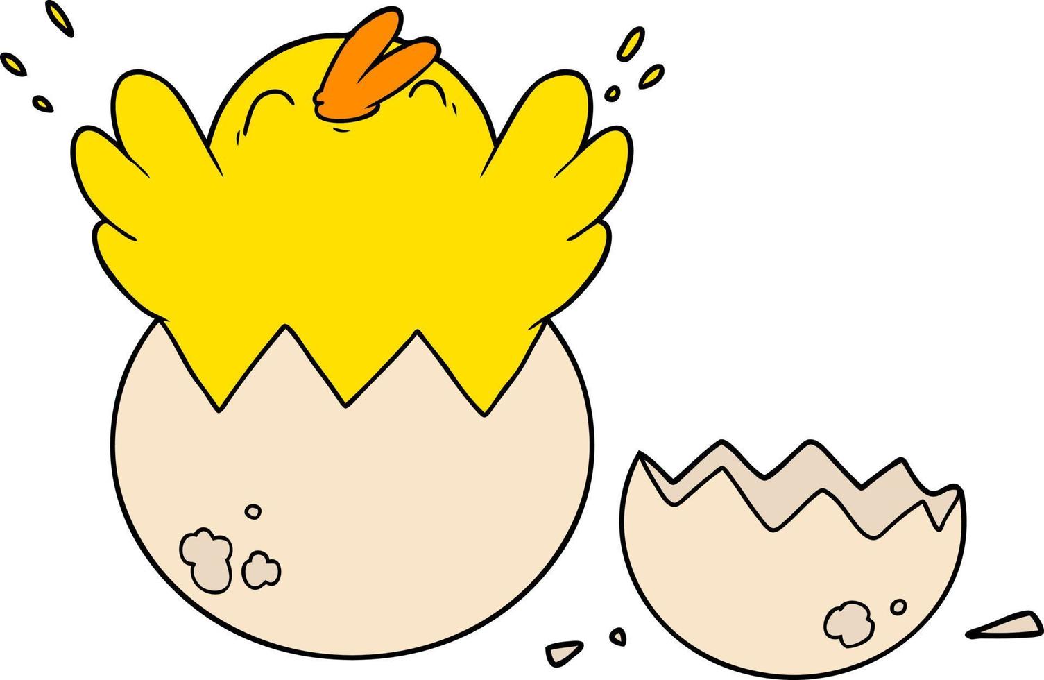 cartoon chick hatching from egg vector