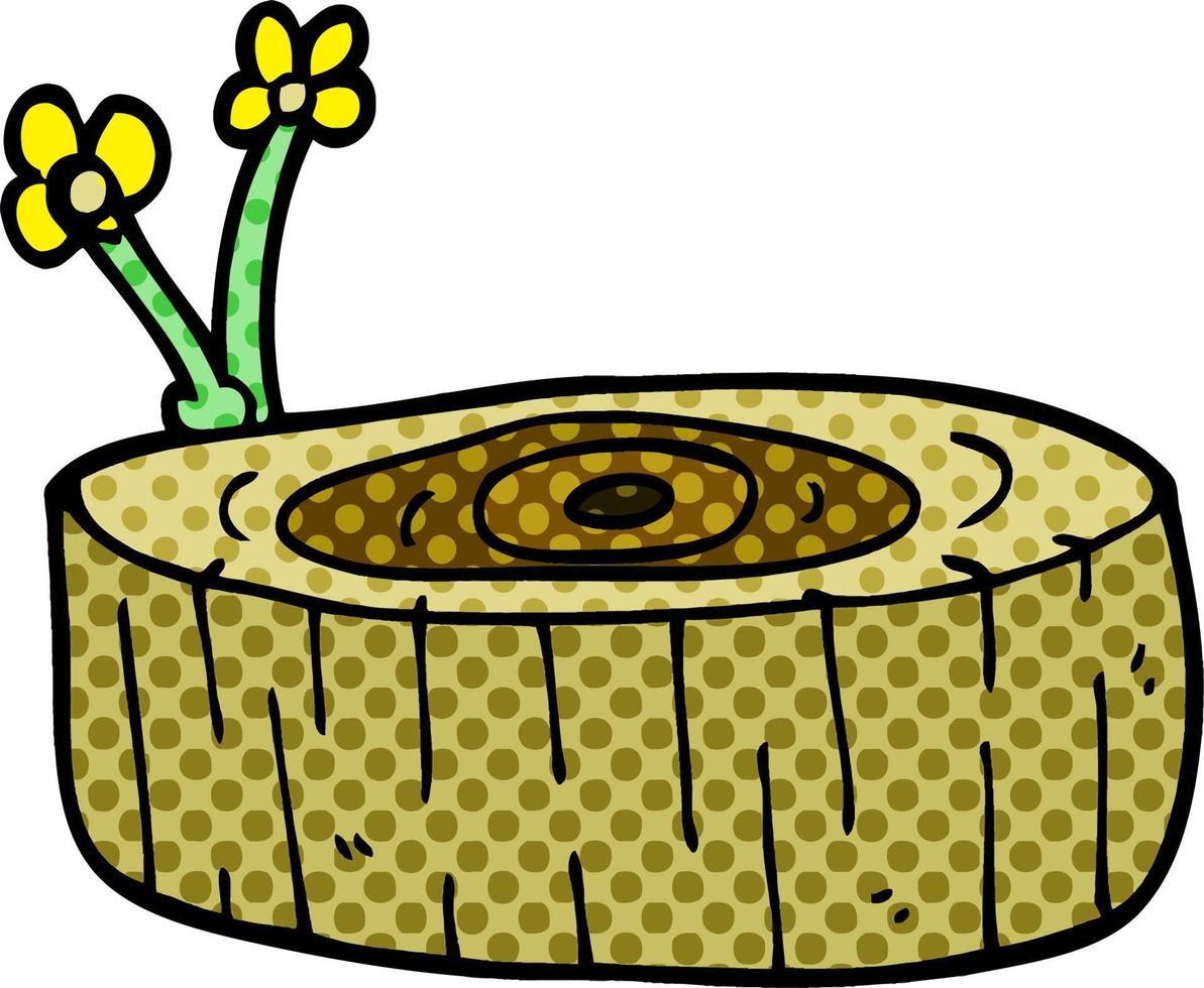 cartoon doodle tree log vector