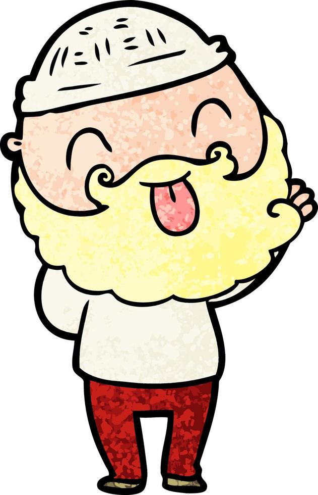 man with beard sticking out tongue vector