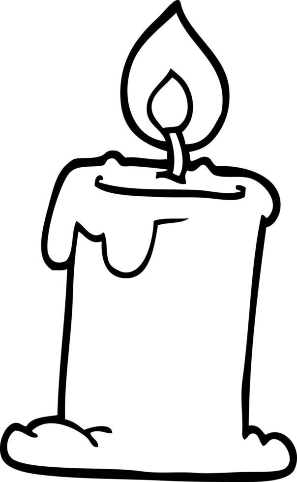 line drawing cartoon lit candle vector