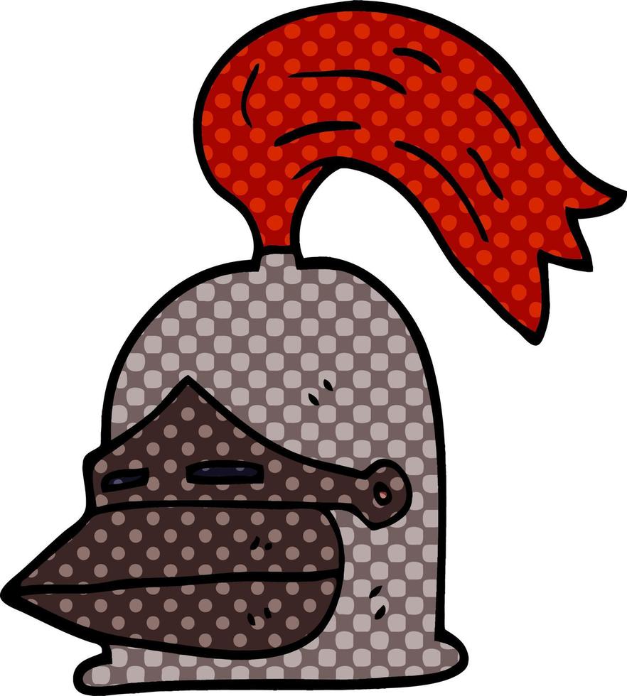 cartoon doodle knight helmet vector