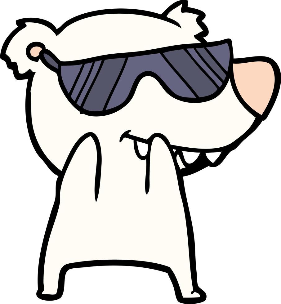 cartoon bear wearing sunglasses vector