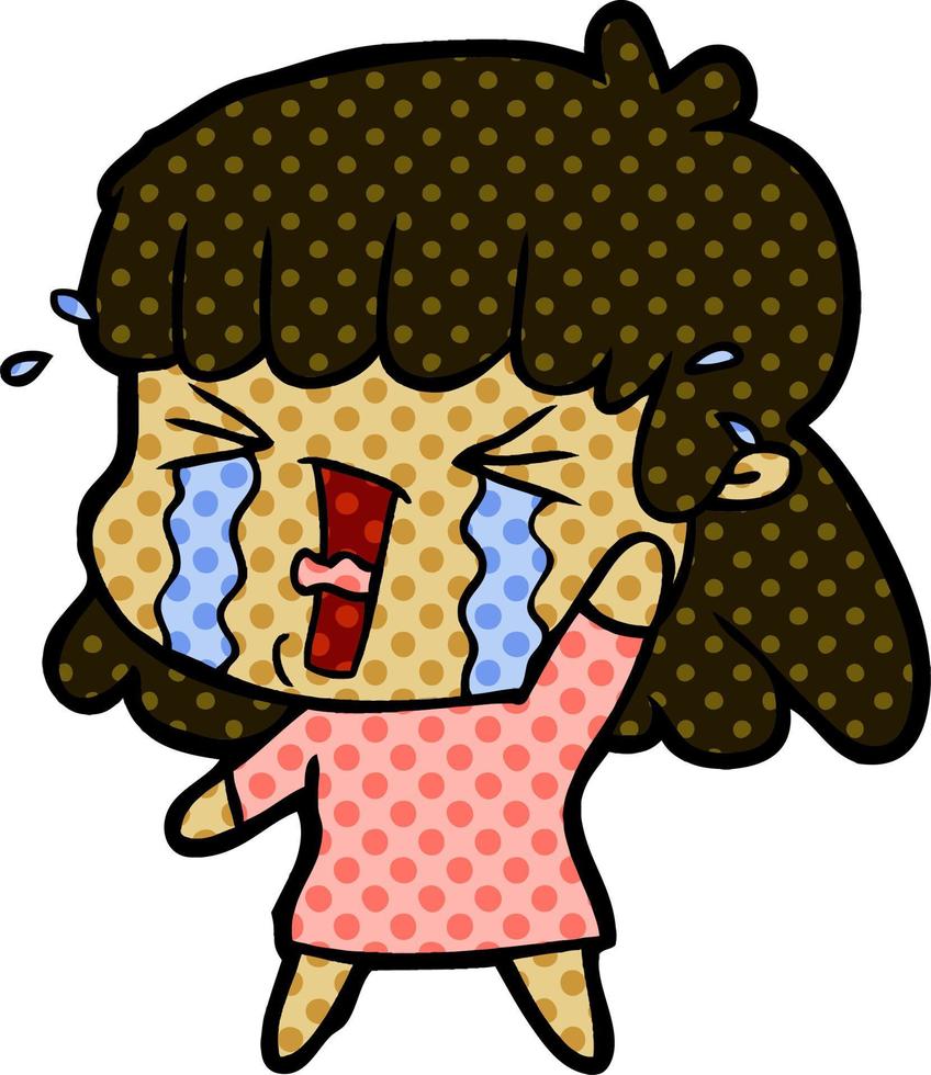 cartoon woman in tears vector