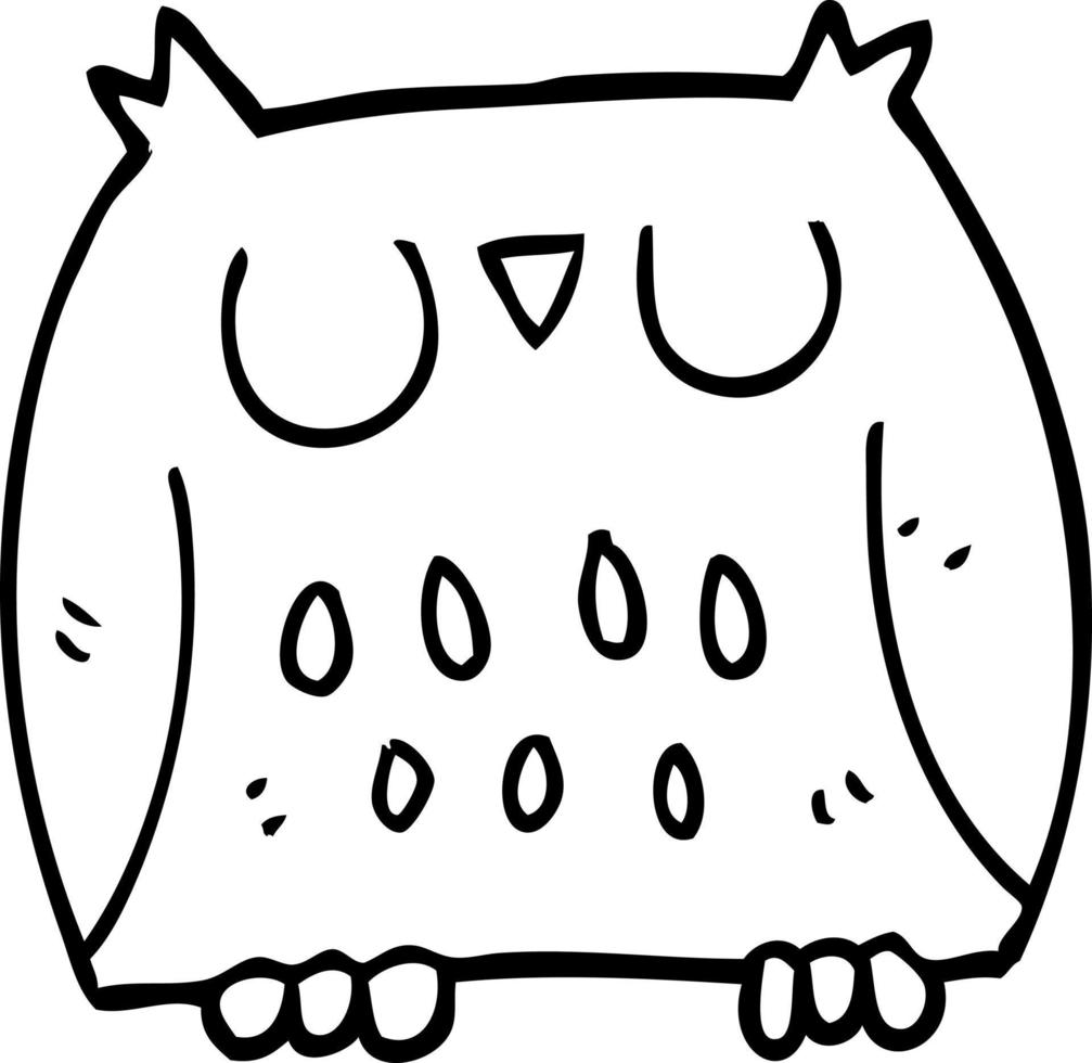 line drawing cartoon cute owl vector