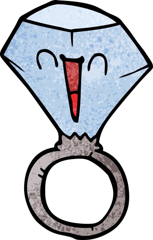 cartoon doodle happy face ring vector