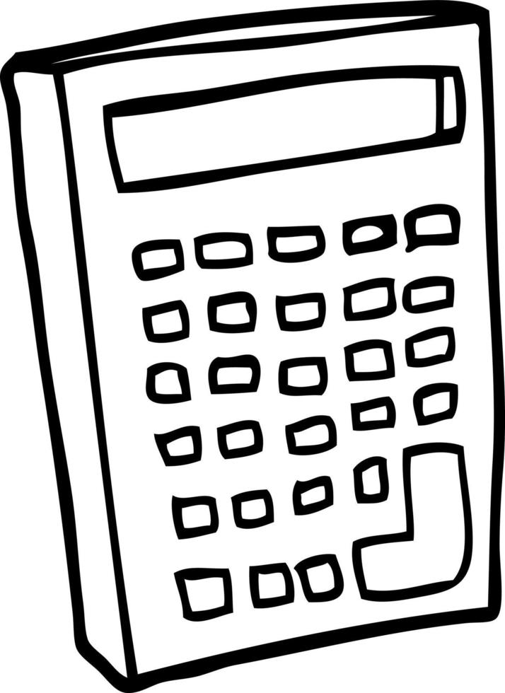 line drawing cartoon of a calculator vector