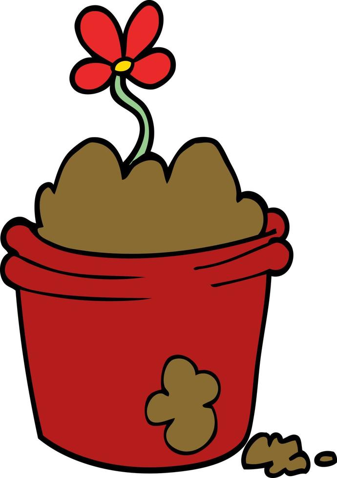 cartoon doodle flower pot vector
