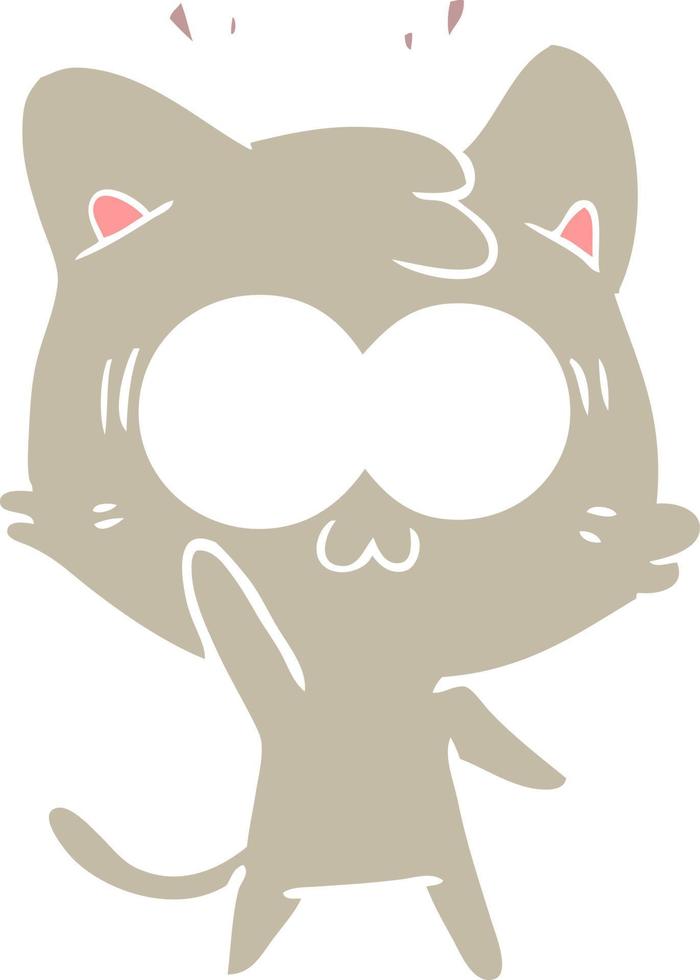 flat color style cartoon surprised cat vector