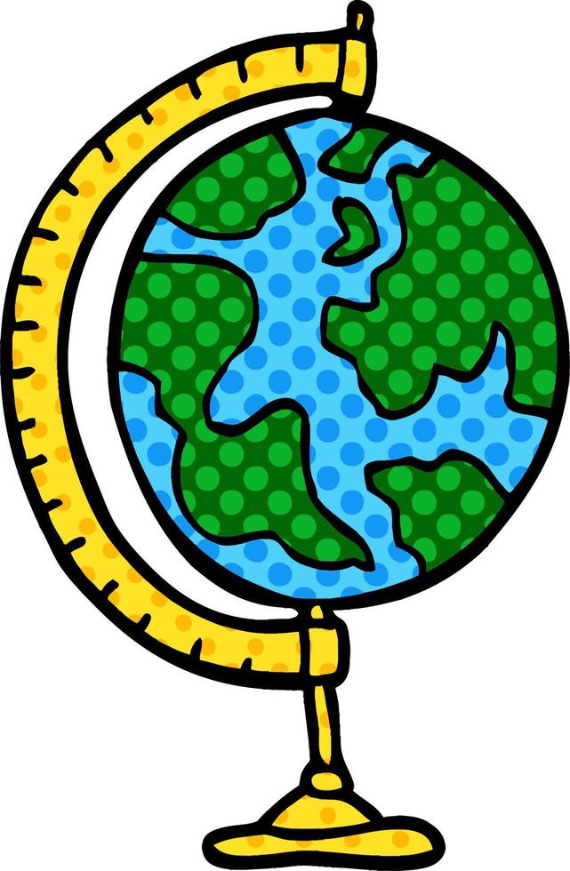 cartoon doodle globe vector
