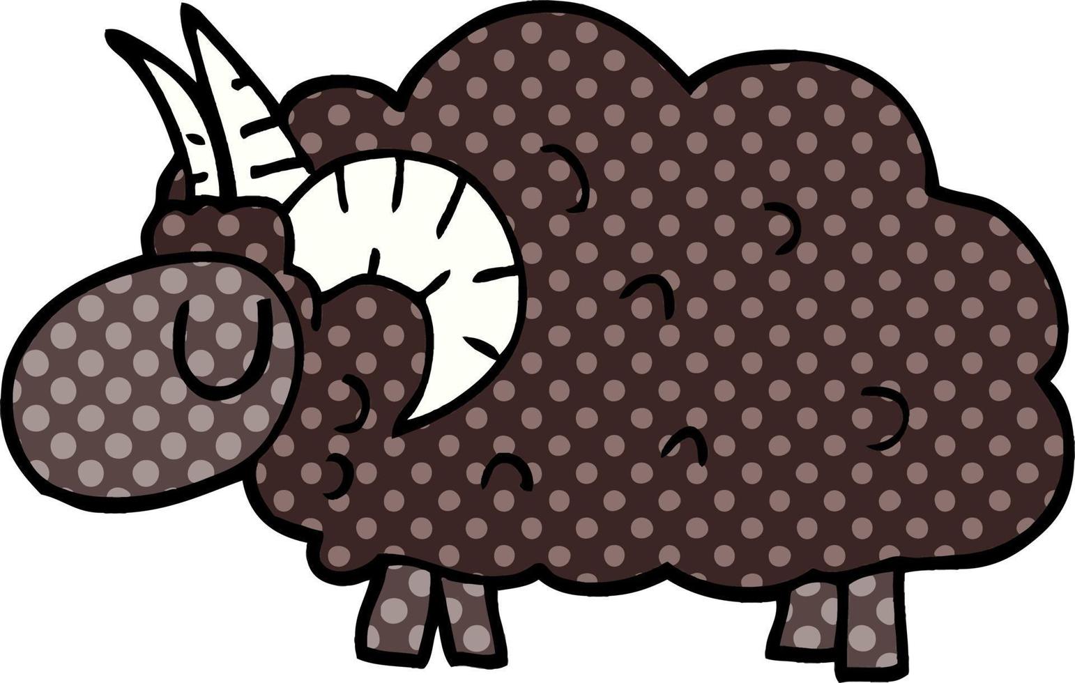cartoon doodle black sheep vector