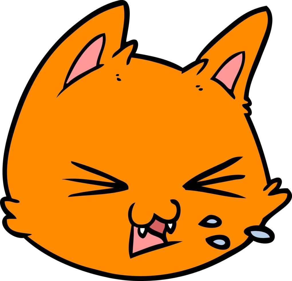 spitting cartoon cat face vector