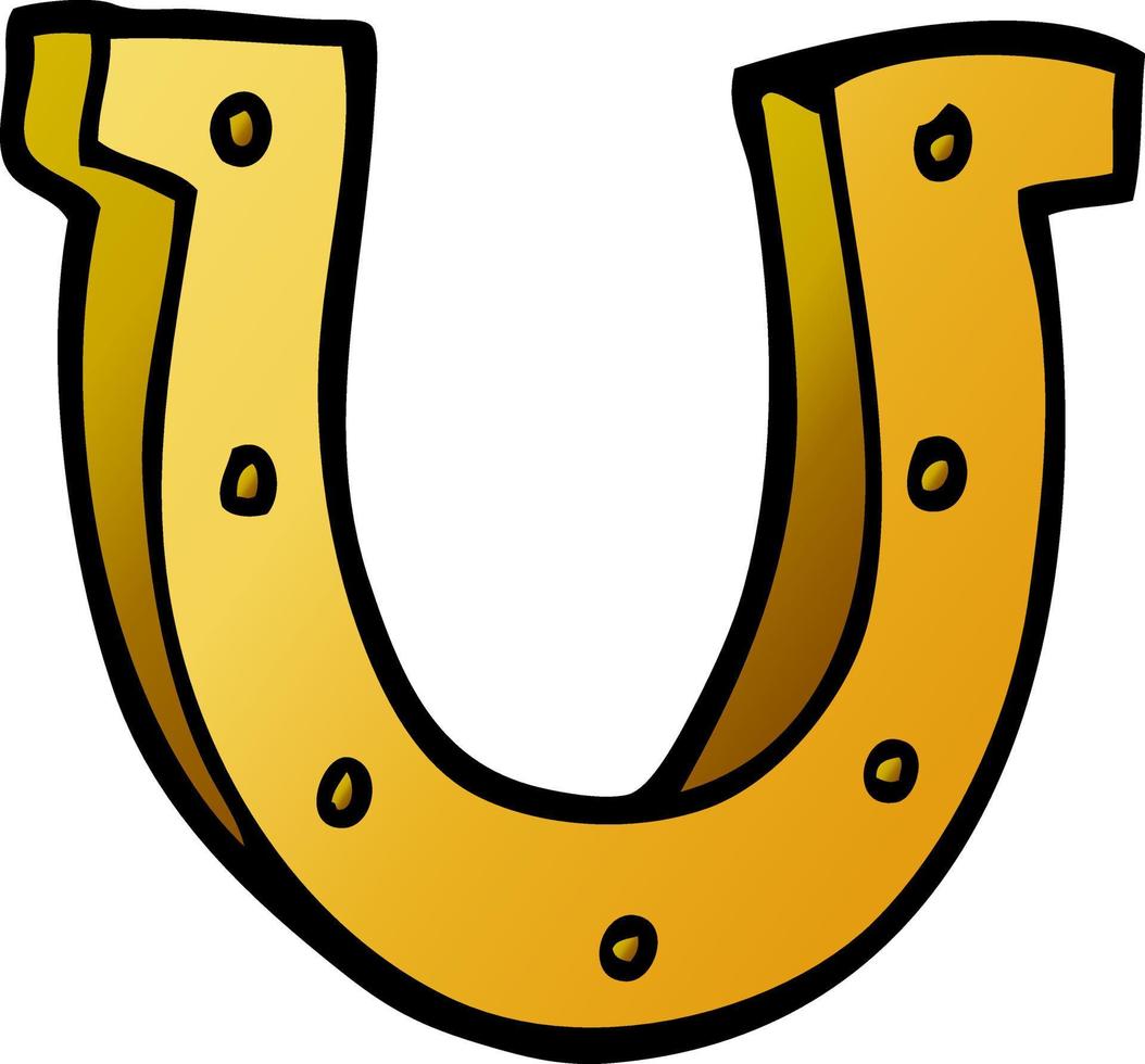 cartoon doodle gold horse shoe vector