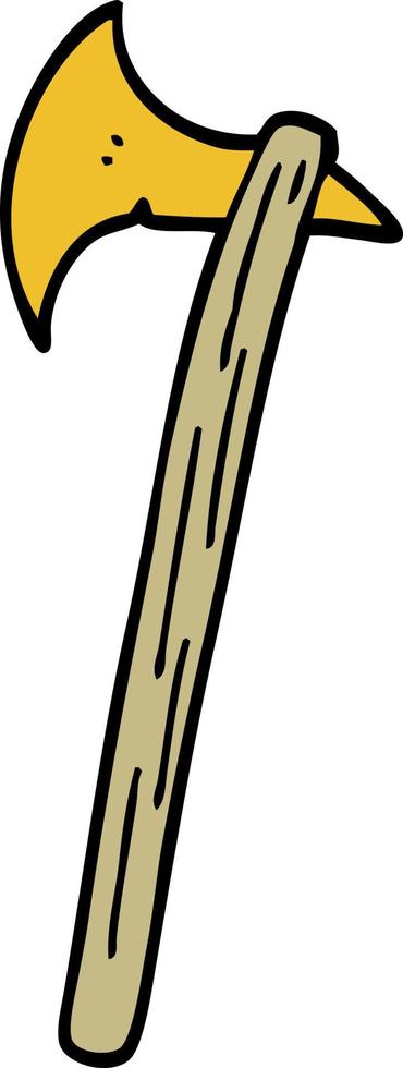 cartoon doodle golden large axe vector