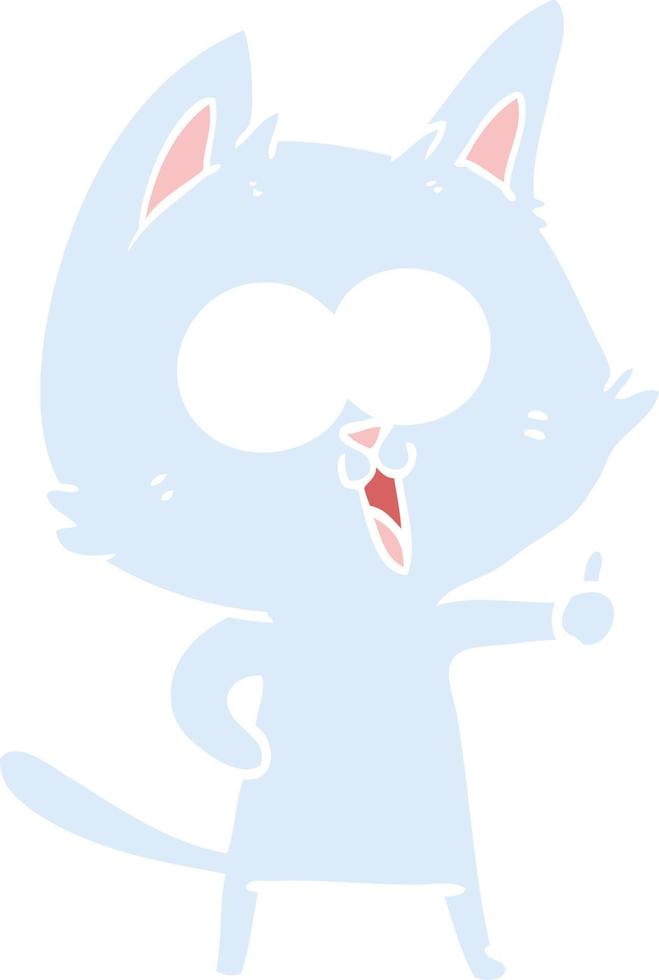 funny flat color style cartoon cat vector