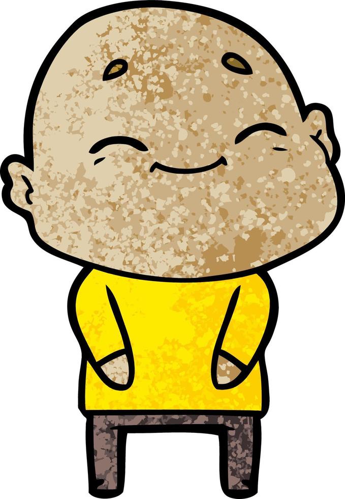 happy cartoon bald man vector