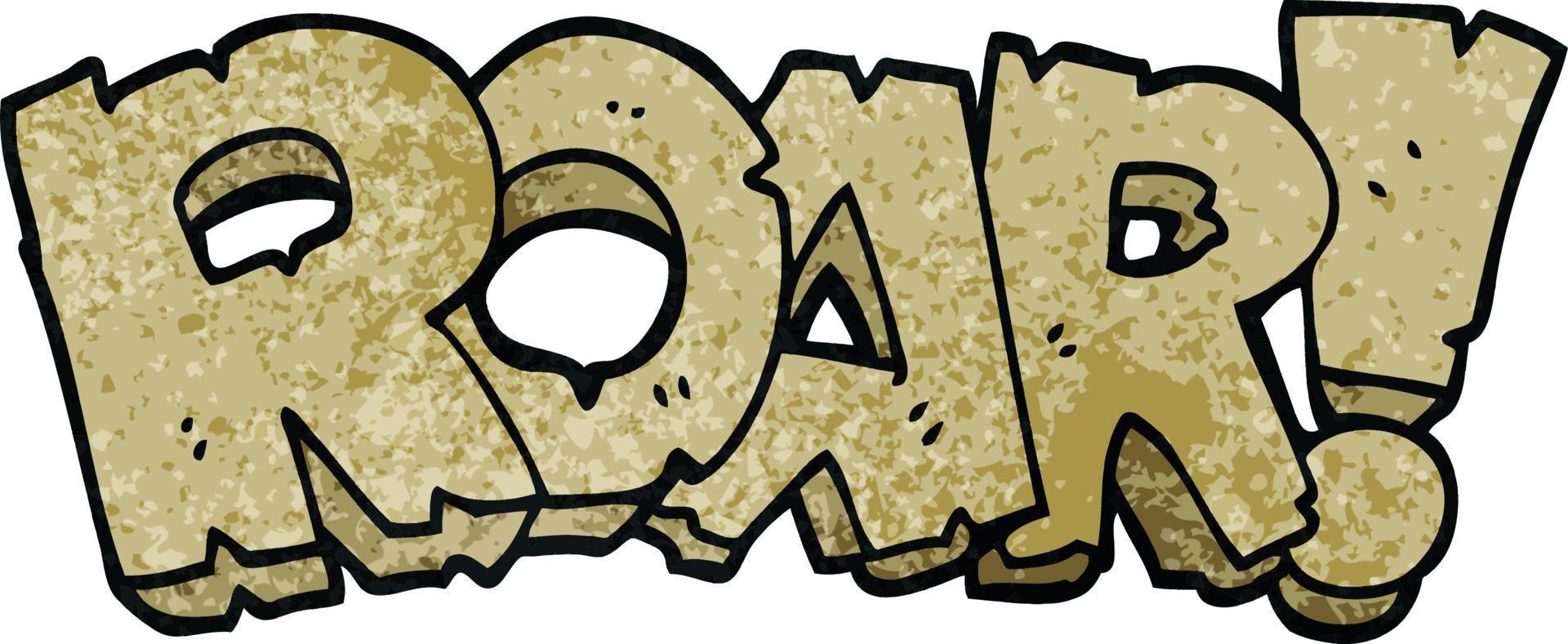 cartoon doodle roar text vector