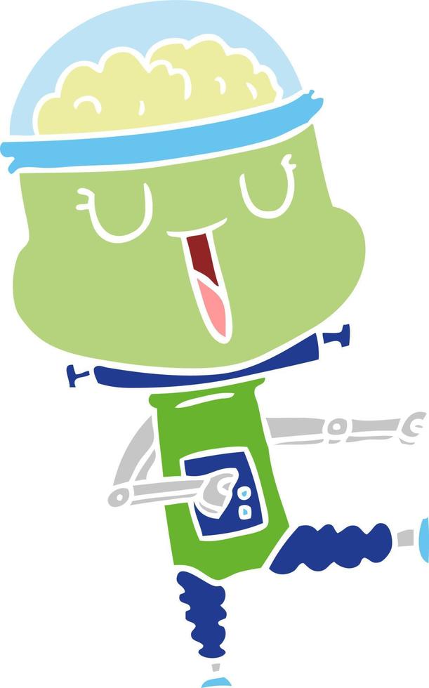 robot de dibujos animados de estilo de color plano feliz vector