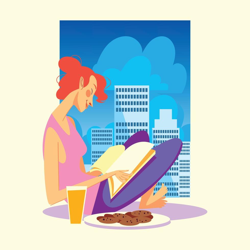 Girl Reading Magazine vector