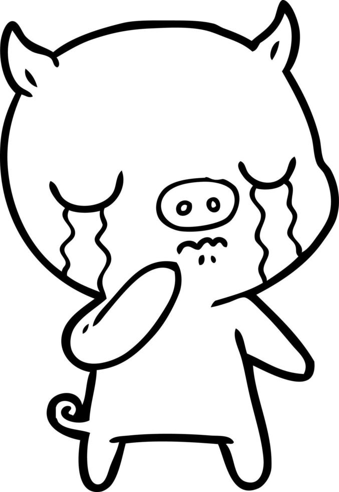 cartoon pig crying vector