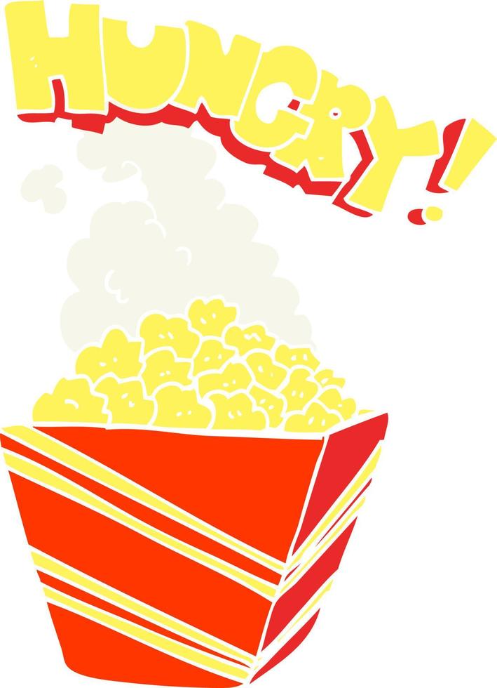 flat color illustration of a cartoon fresh popcorn vector