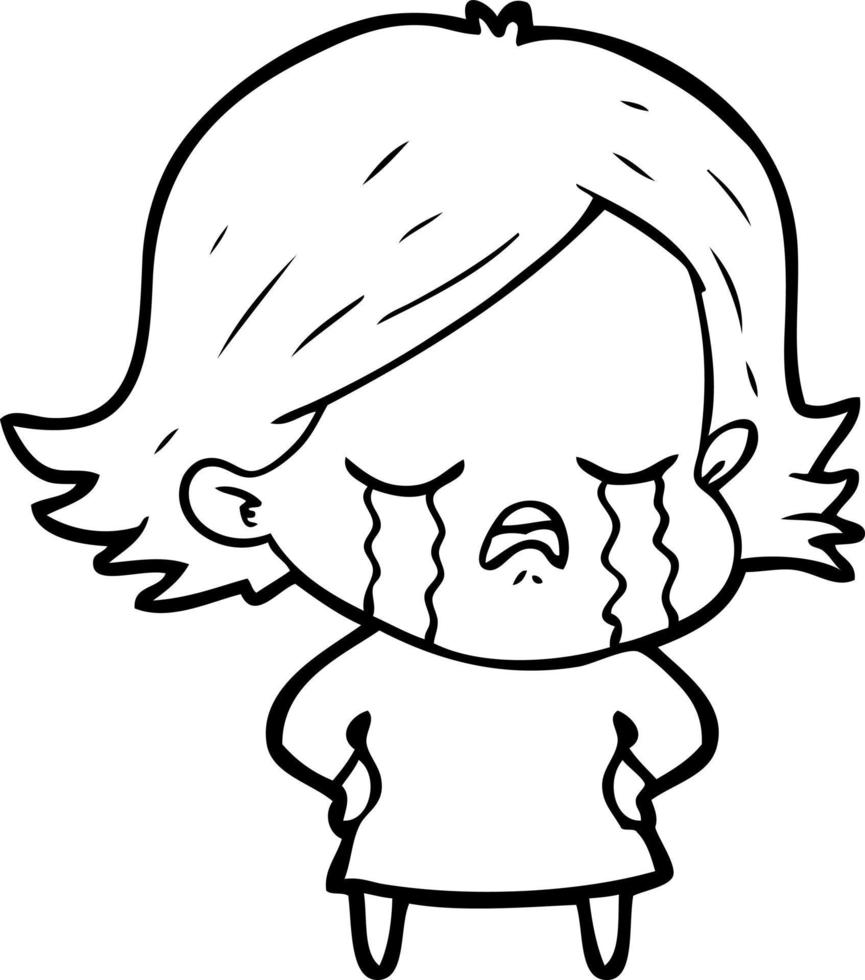 cartoon girl crying vector