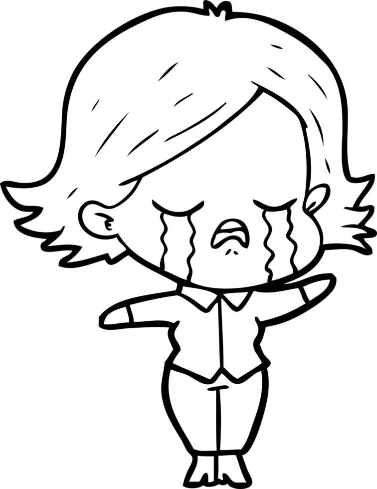 cartoon girl crying vector