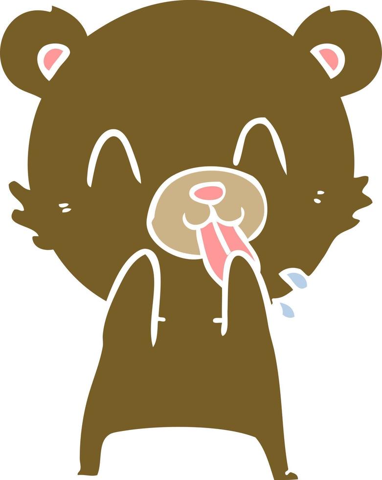 rude flat color style cartoon bear vector