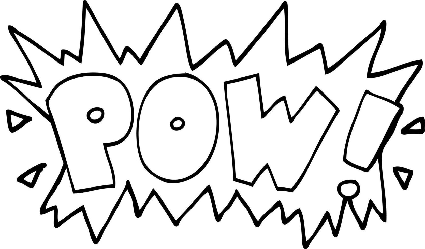 pow de palabra de dibujos animados de dibujo lineal vector