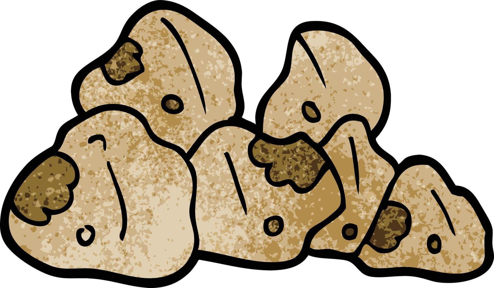 cartoon doodle boulders vector