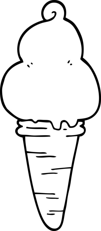 line drawing cartoon ice cream vector