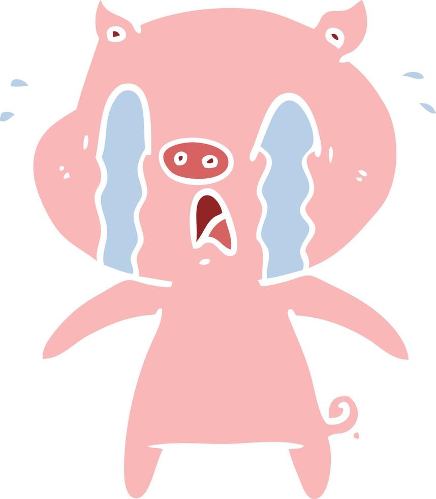 crying pig flat color style cartoon vector