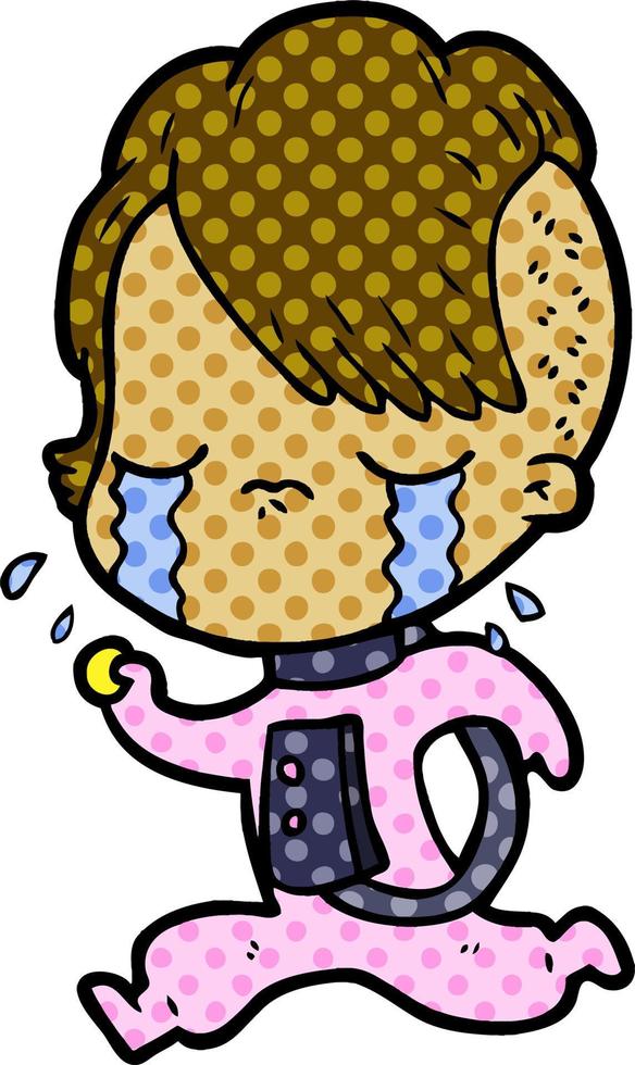 cartoon crying girl vector