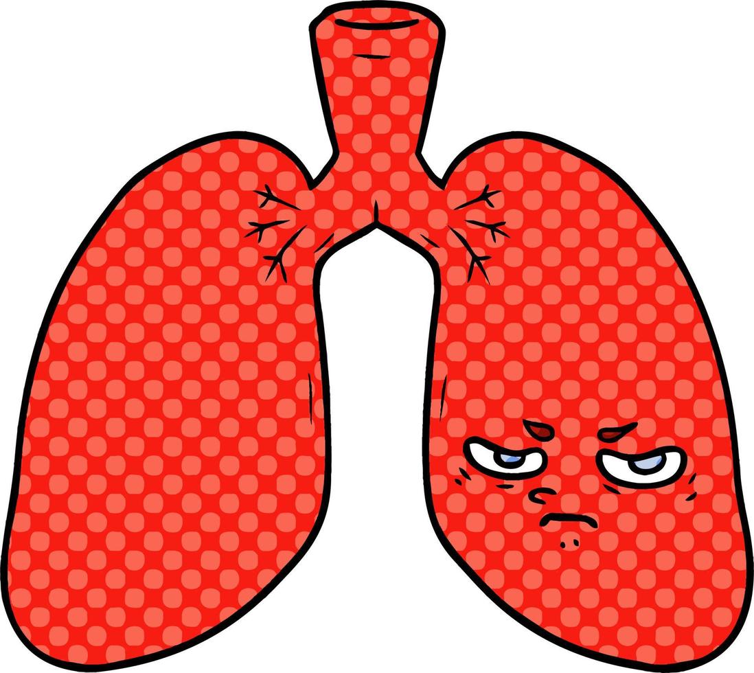 pulmones enojados de dibujos animados vector