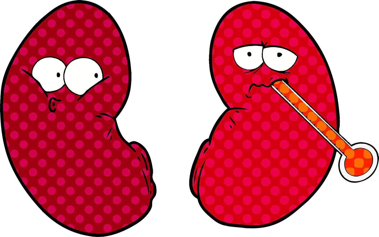 cartoon unhealthy kidney vector