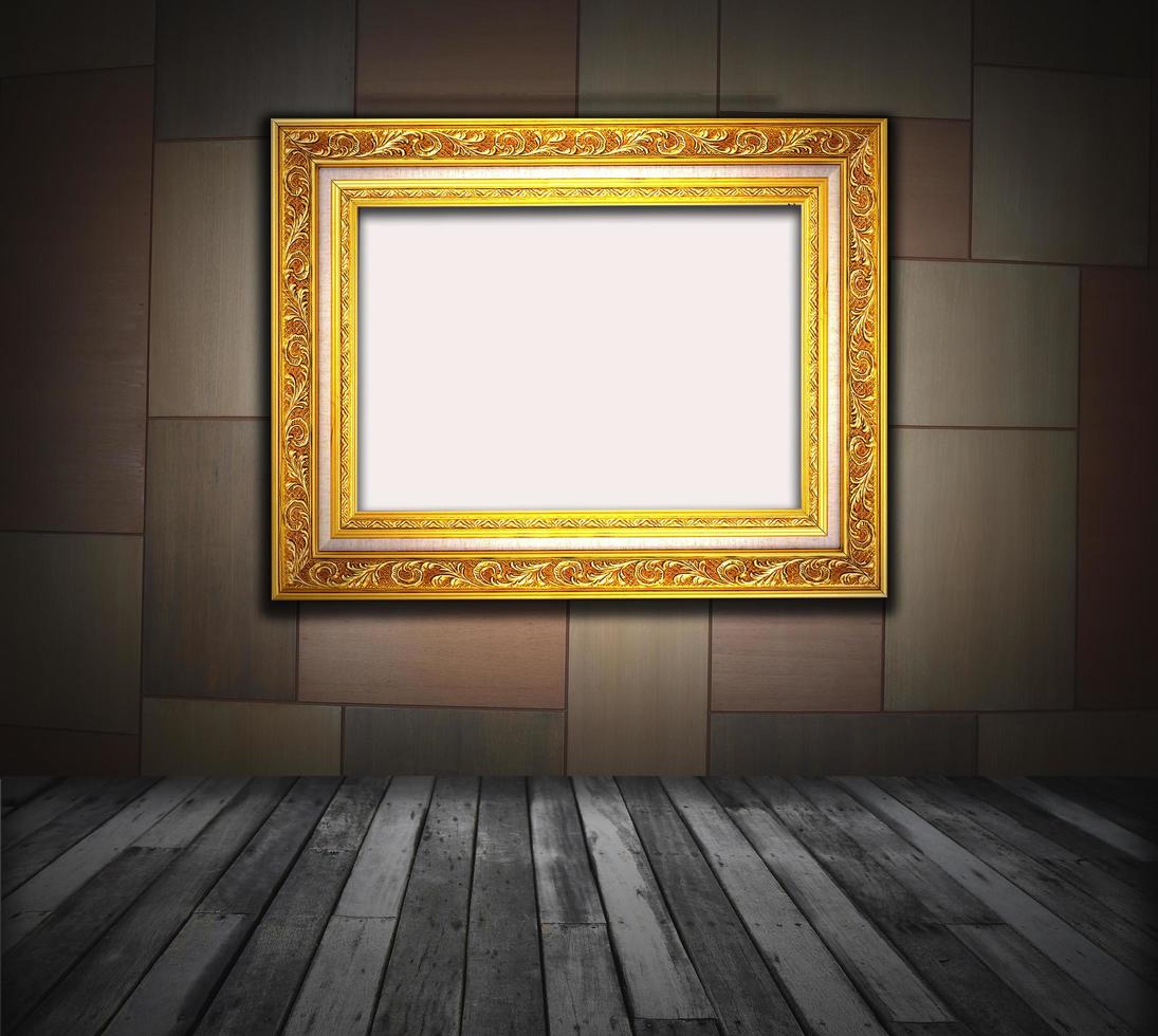 Old room, grunge interior with frames photo